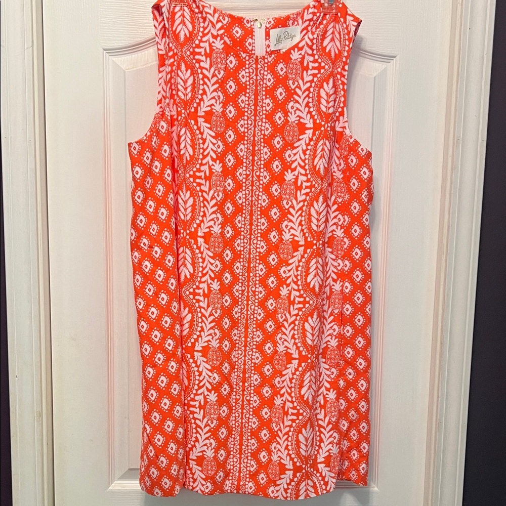 EUC Lilly Pulitzer Orange and White Sleeveless Dress